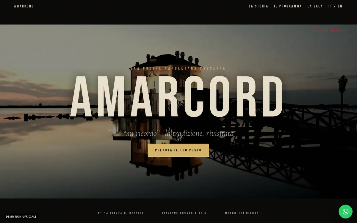 Anteprima desktop del concept per Amarcord