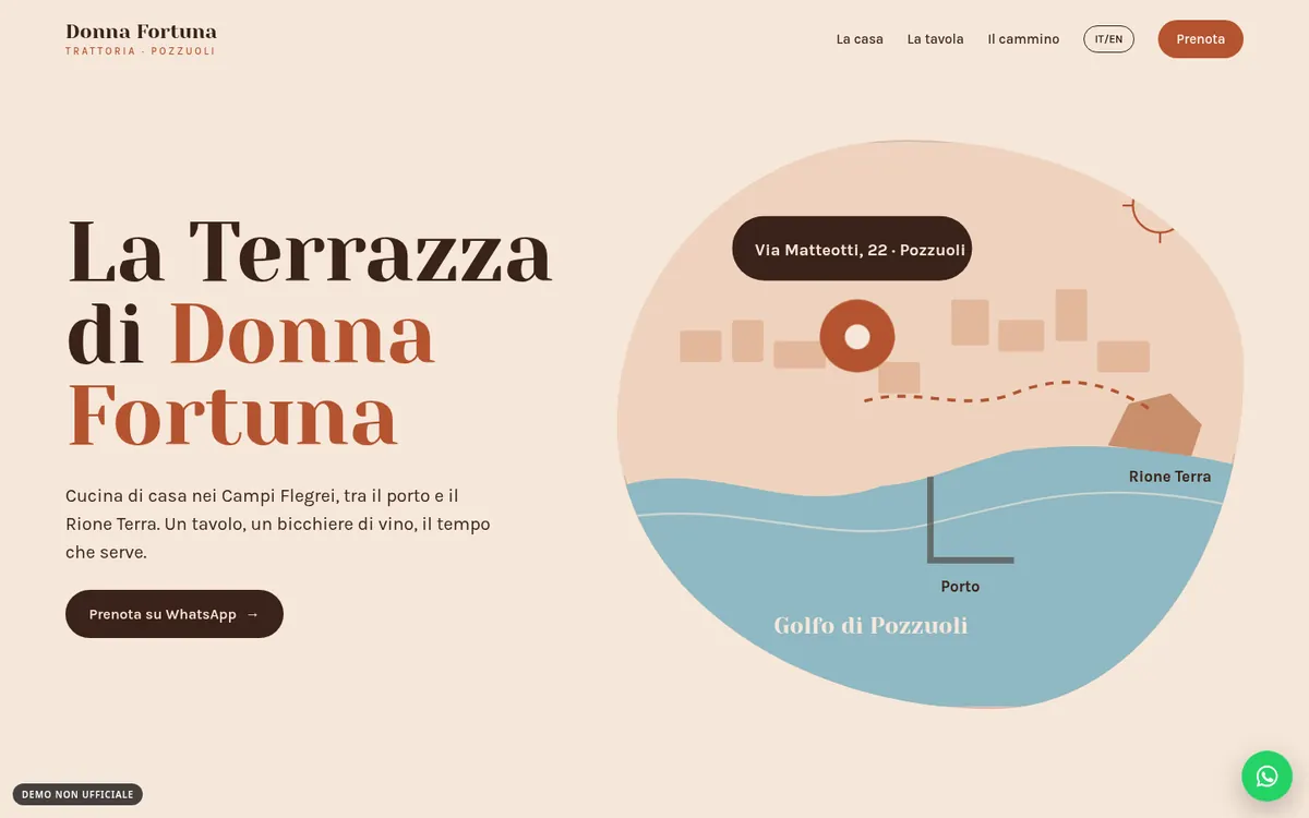 Anteprima desktop del concept per La Terrazza di Donna Fortuna