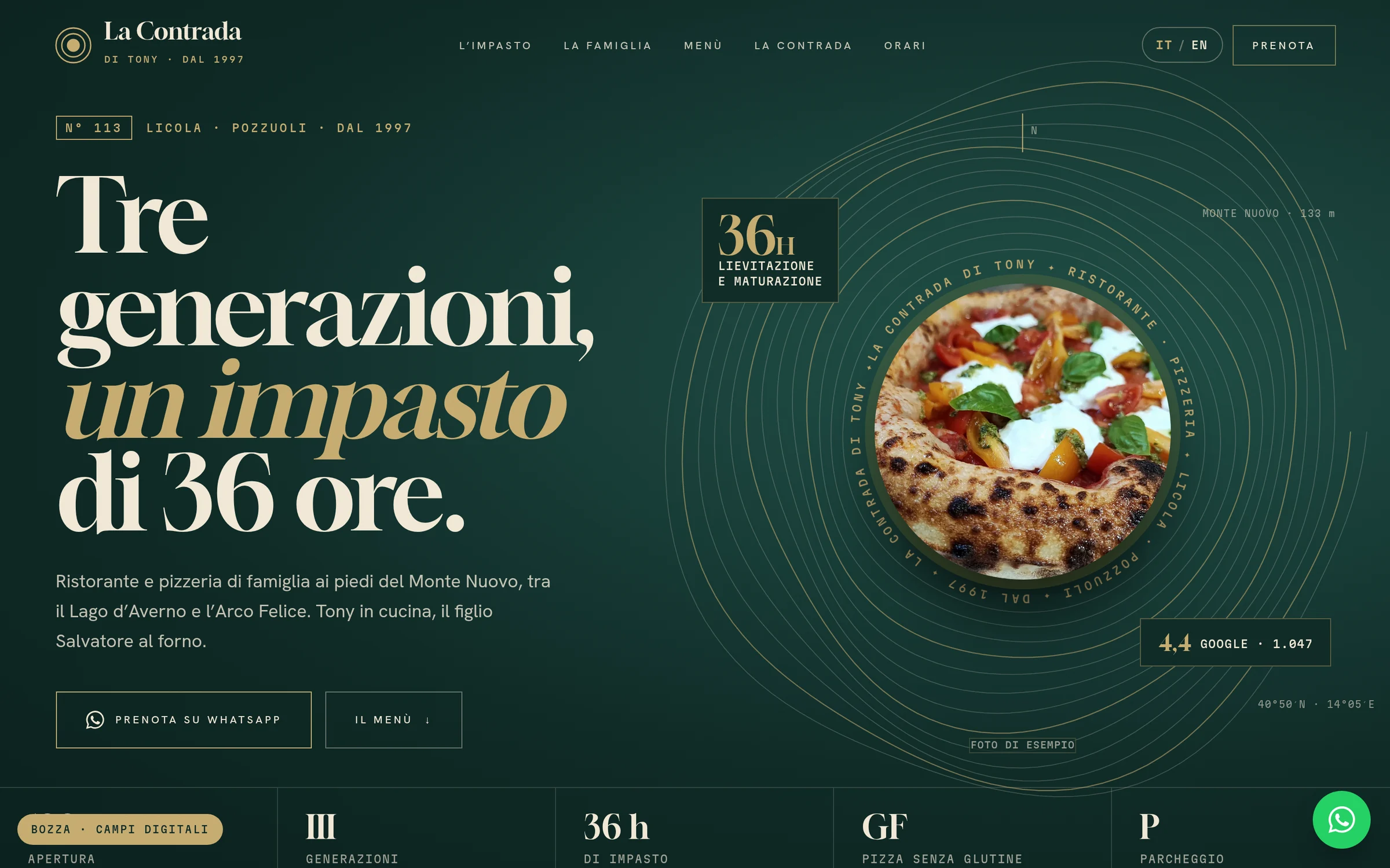 Anteprima desktop del concept per La Contrada di Tony