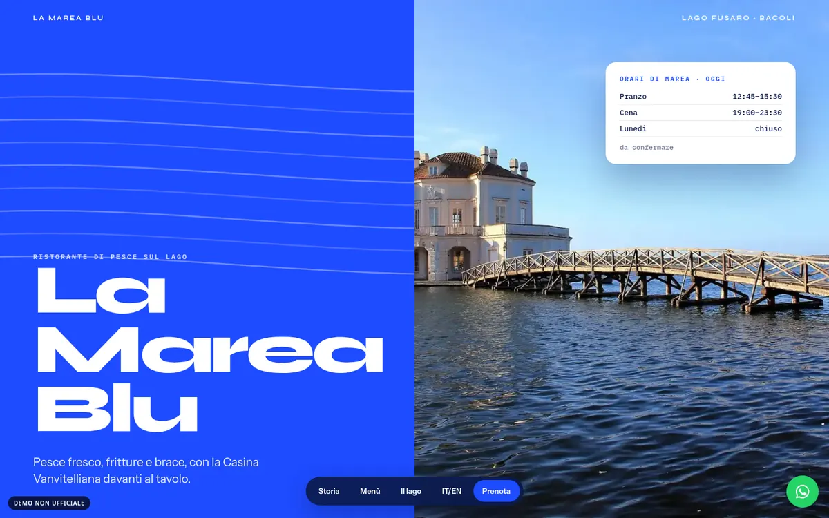 Anteprima desktop del concept per La Marea Blu