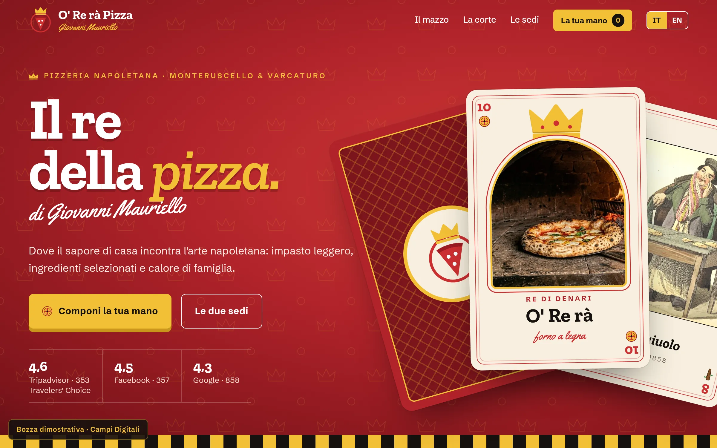Anteprima desktop del concept per Ò Re Rà Pizza