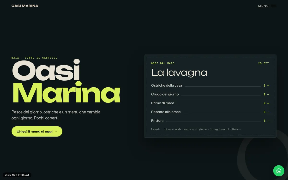 Anteprima desktop del concept per Oasi Marina