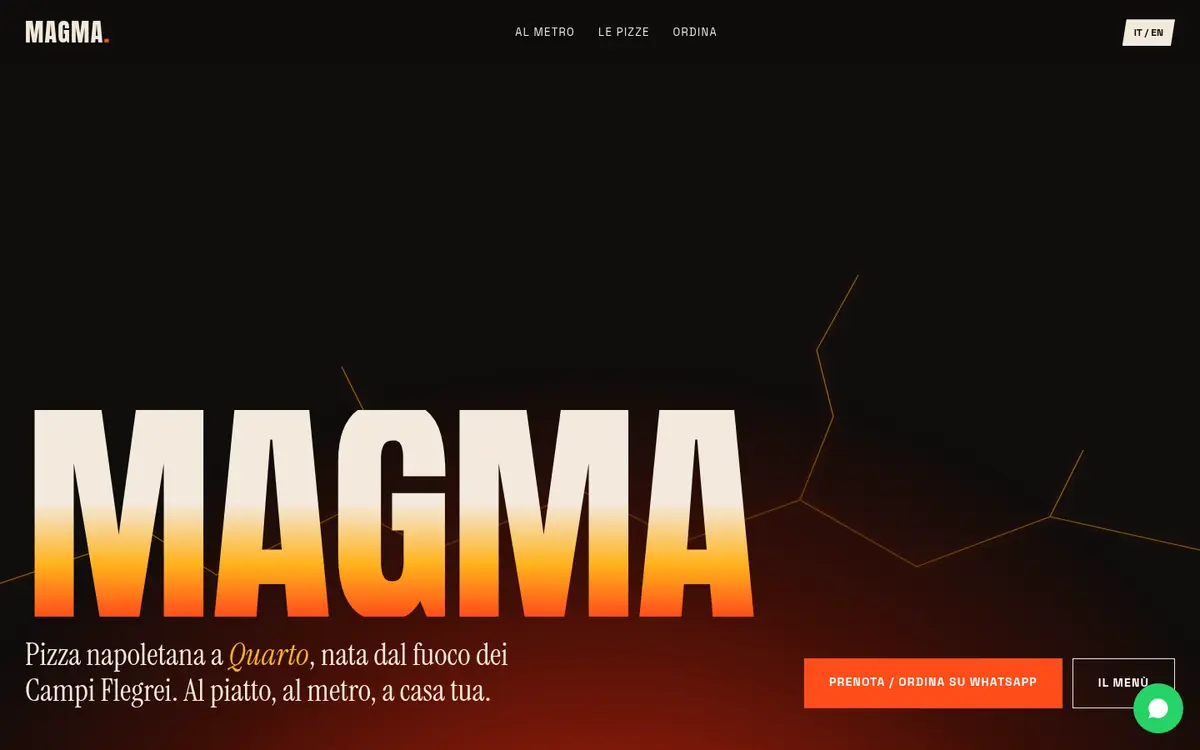 Anteprima desktop del concept per Pizzeria Magma